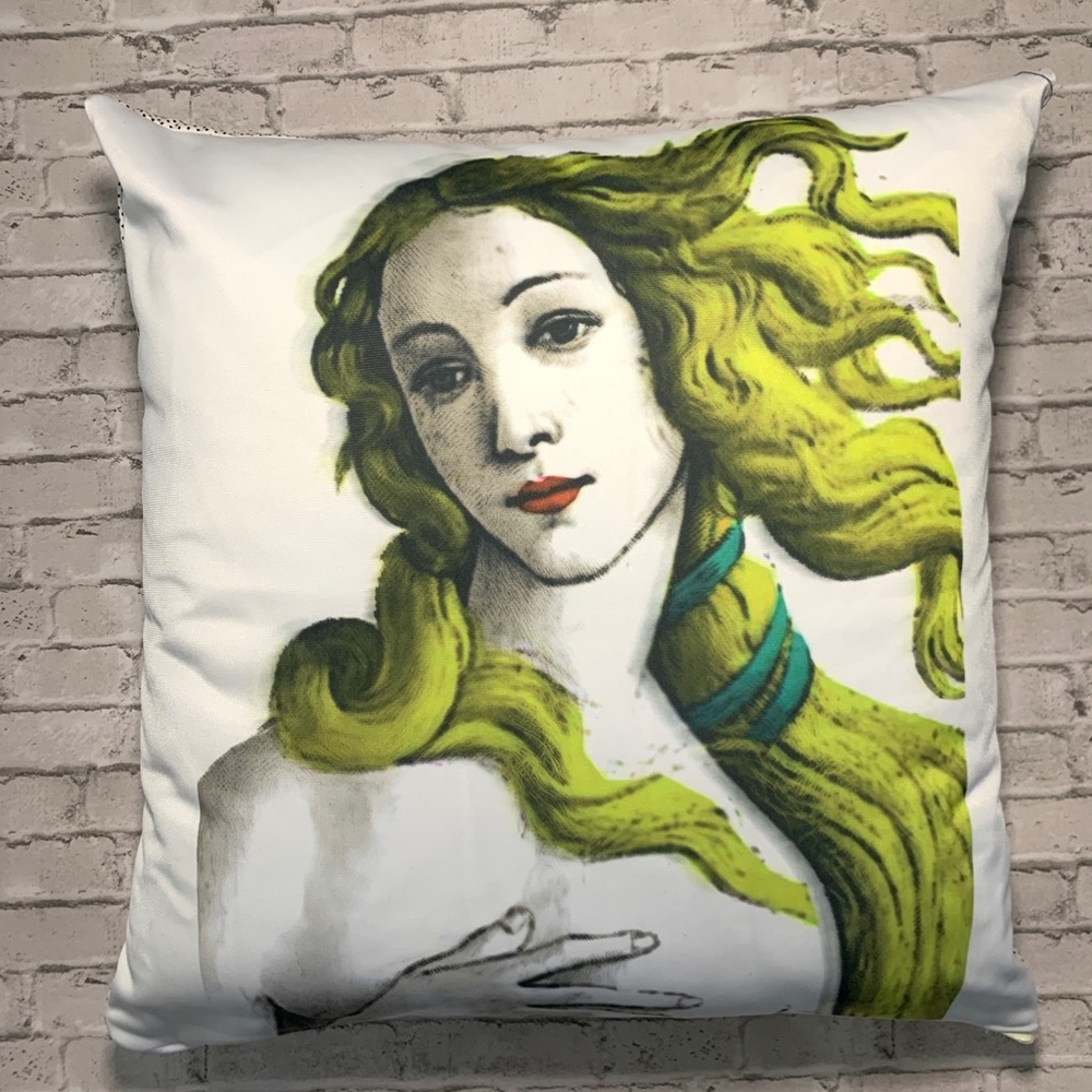 Throw Pillow Cover inspired in the bird of Venus by Botticelli 18”x18”